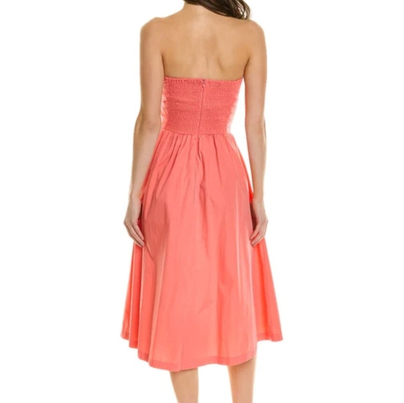 Lusana Arlo dress pink coral strapless light cotton summer unlined smocked 6 euc - Picture 2 of 8